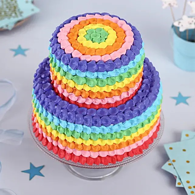 Two Tier Rainbow Chocolate Cake 